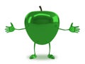 Green glossy apple character