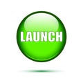 Green glossy Launch button on white