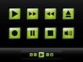 Green glossy music buttons Royalty Free Stock Photo