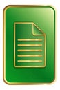 Green Glossy Button with Golden Outline and Document Icon image photo Royalty Free Stock Photo