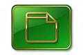 Green Glossy Square Button with Golden Outline and Blank Page Icon image photo Royalty Free Stock Photo