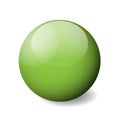 Green glossy sphere, ball or orb. 3D vector object with dropped shadow on white background Royalty Free Stock Photo