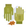 Green gloves flat vector illustration.