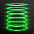 Green glow light vector sparkling spiral circles Royalty Free Stock Photo