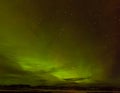 Green glow of Northern Lights or Aurora borealis Royalty Free Stock Photo