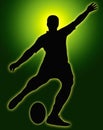 Green Glow Sport Silhouette - Rugby Kicker Royalty Free Stock Photo