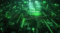 Green glowing circuit board processing data flow Royalty Free Stock Photo