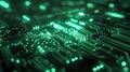 Green glowing circuit board symbolizing technology and data processing Royalty Free Stock Photo