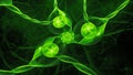 Green glowing correlated quantums abstract background Royalty Free Stock Photo