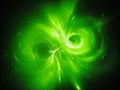 Green glowing correlated worlds with wormhole Royalty Free Stock Photo