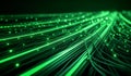 Green glowing data cables transferring information background Royalty Free Stock Photo
