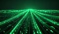 Green glowing data cables transferring information background Royalty Free Stock Photo