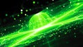 Green glowing futuristic quantum network abstract background