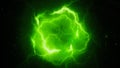 Green glowing high energy lightning, computer generated abstract