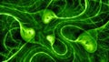 Green glowing quantum correlation abstract background