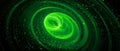 Green glowing spinning spreader abstract widescreen background