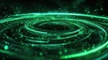 Green glowing spiral light lines data stream Royalty Free Stock Photo