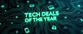 Tech Deals of the Year on Circuit Board Background.