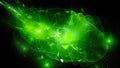 Green glowing wave in space with artificial elements and particles Royalty Free Stock Photo