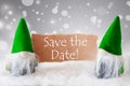 Green Gnomes With Snow, Text Save The Date