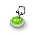 Green GO! push button sign emblem vector illustration. Royalty Free Stock Photo