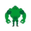 Green Goblin on a white background. Strong monster with large ha