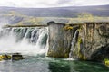 Beautiful Landscape Godafoss Waterfall and Cliff in East Iceland