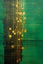 Green Gold Abstract Squares Lines Dorado Celestial Collision Syn