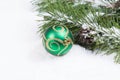 Green and Gold Christmas Ornament with Fir branch Royalty Free Stock Photo