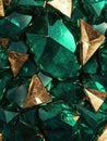 Green and Gold Crystals on Table Royalty Free Stock Photo