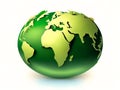 A green and gold globe on a white background. Royalty Free Stock Photo