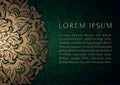 Green and gold luxury background vector. Islamic paisley mandala royal pattern card template