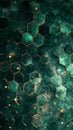 Green and gold patterned background with a green and gold hexagonal design Royalty Free Stock Photo