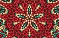 Green, Gold and Red Beaded Abstract Star Background Kaleidoscope Royalty Free Stock Photo