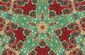 Green, Gold and Red Beaded Abstract Star Background Kaleidoscope Royalty Free Stock Photo