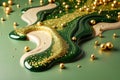 A green and gold swirl of glittery paint with a green base Royalty Free Stock Photo