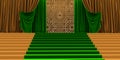 green and golden curtains on the side and arabesque style, islamic vip concept, ramadan, eid mubarak, green and gold curtains,