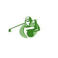 Green golf player logo template vector illustration Royalty Free Stock Photo