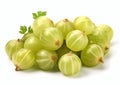 Green gooseberries with leaf on white background.Macro.AI Generative Royalty Free Stock Photo