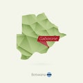 Green gradient low poly map of Botswana with capital Gaborone