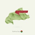 Green gradient low poly map of Burkina Faso with capital Ouagadougou