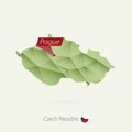 Green gradient low poly map of Czech Republic with capital Prague