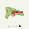 Green gradient low poly map of Dominican Republic with capital Santo Domingo