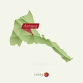 Green gradient low poly map of Eritrea with capital Asmara