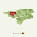 Green gradient low poly map of Guinea-Bissau with capital Bissau