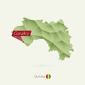 Green gradient low poly map of Guinea with capital Conakry