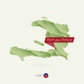 Green gradient low poly map of Haiti with capital Port-au-Prince Royalty Free Stock Photo
