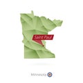 Green gradient low poly map of Minnesota with capital Saint Paul