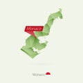 Green gradient low poly map of Monaco with capital Monaco