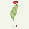 Green gradient low poly map of Taiwan with capital Taipei